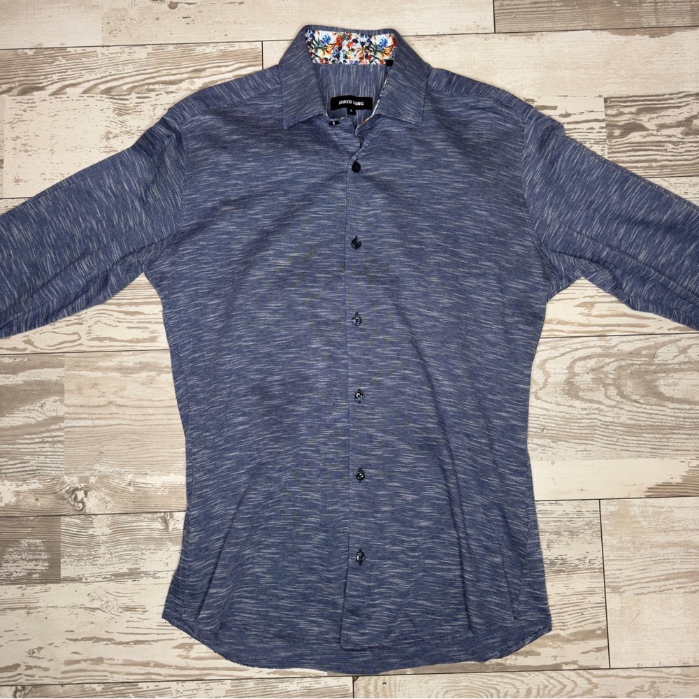 Jared Lang Men's Blue‎ Long Sleeve Button-Up Shirt Size Small - Picture 8 of 11